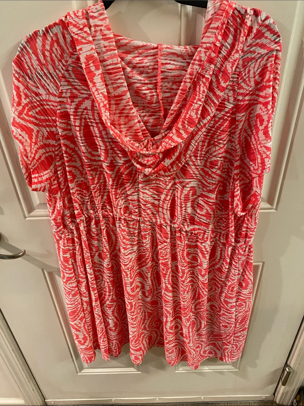 Women's Coral & White Swim Coverup Tunic - Picture 2 of 4